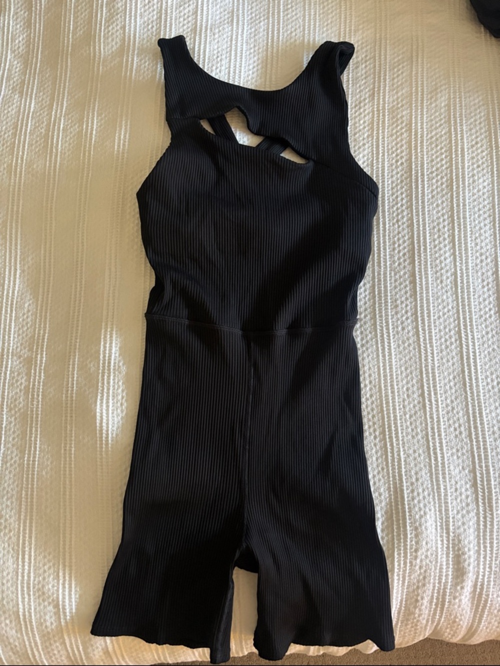 Carbon 38 Black Ribbed Cutout One-Piece Romper